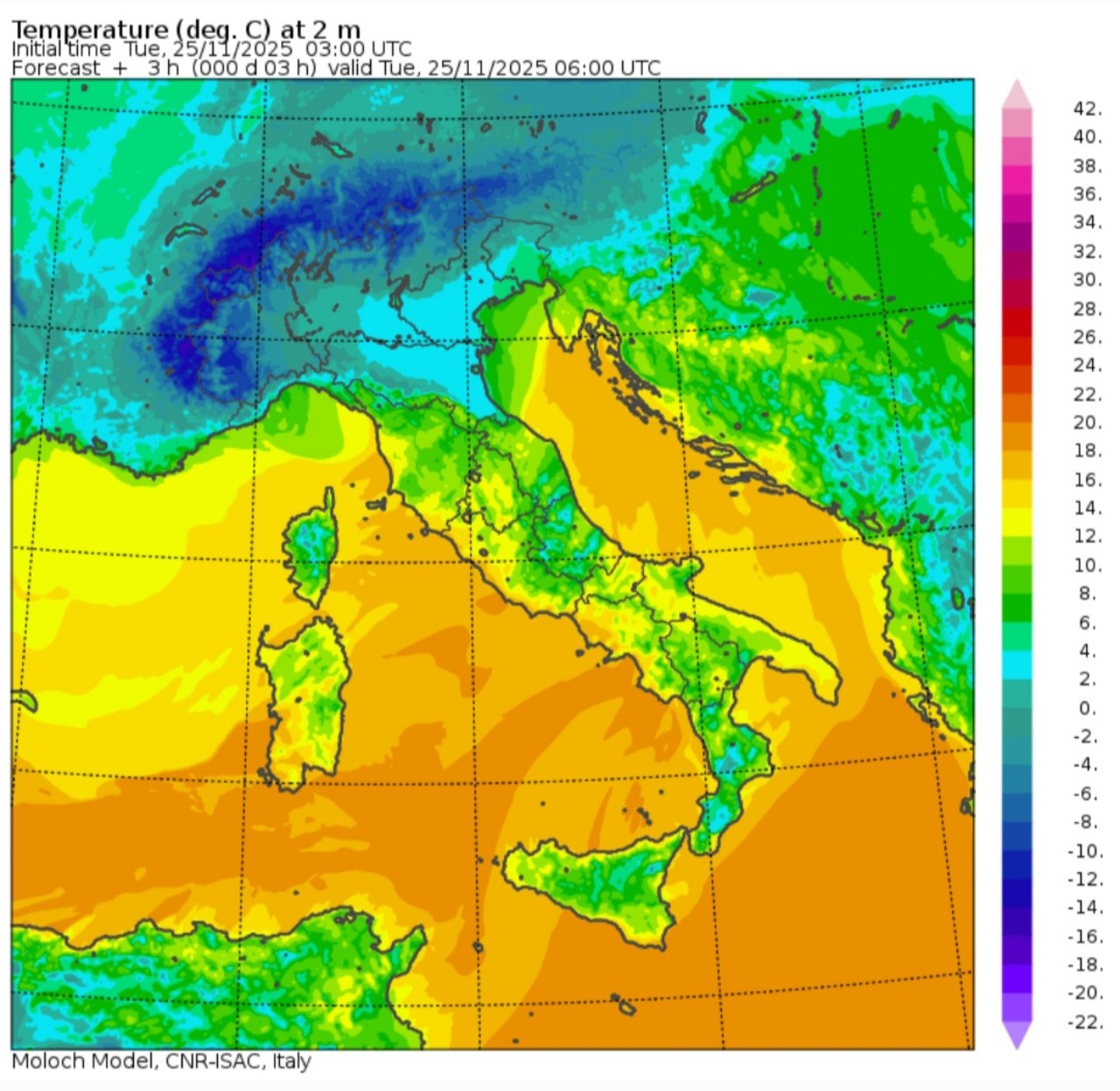 Temperature minime 25 novembre