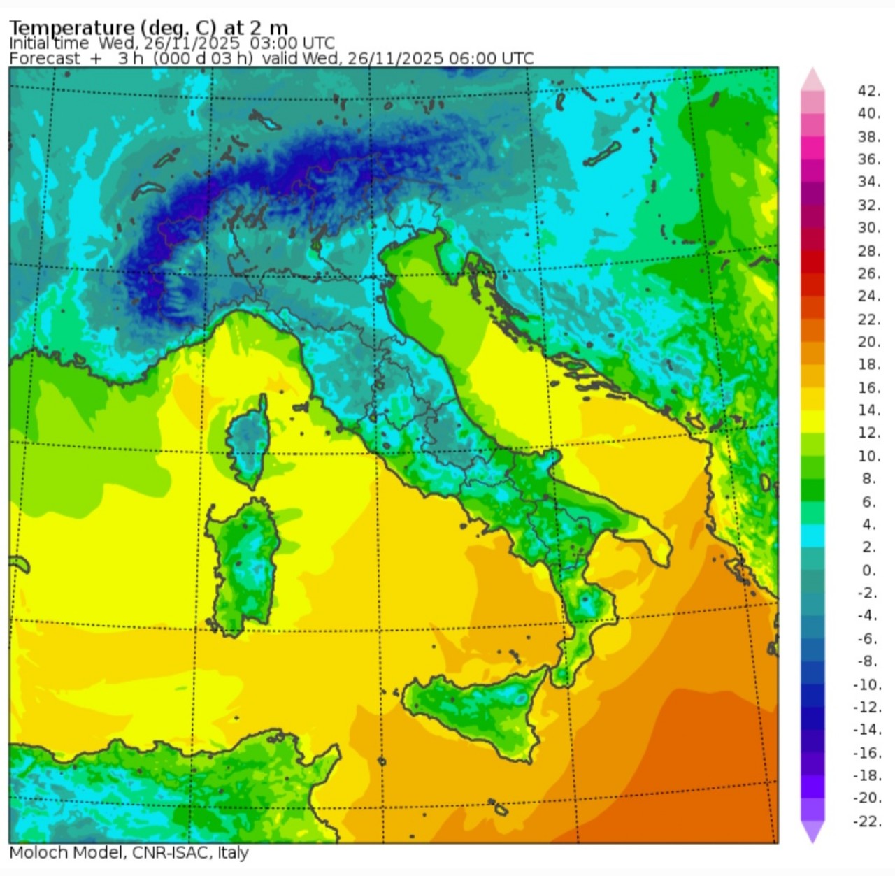 Temperature minime 26 novembre