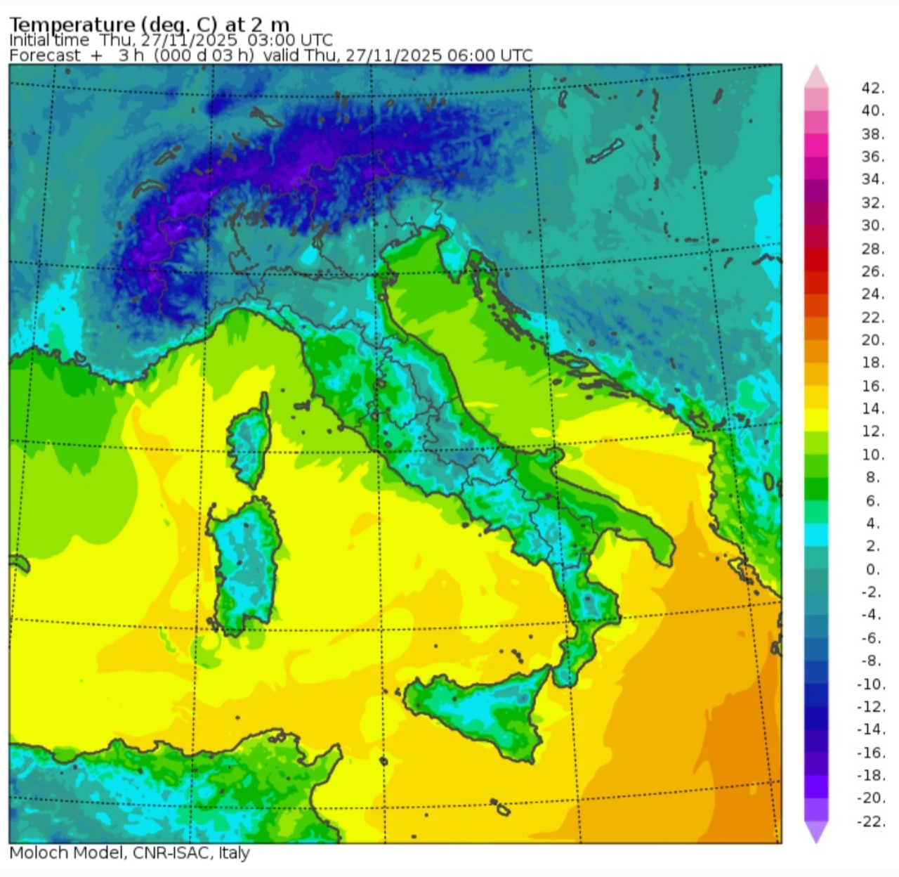 Temperature minime 27 novembre