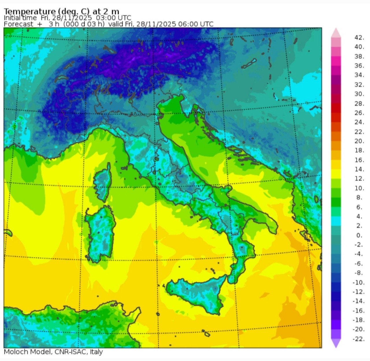 Temperature minime 28 novembre