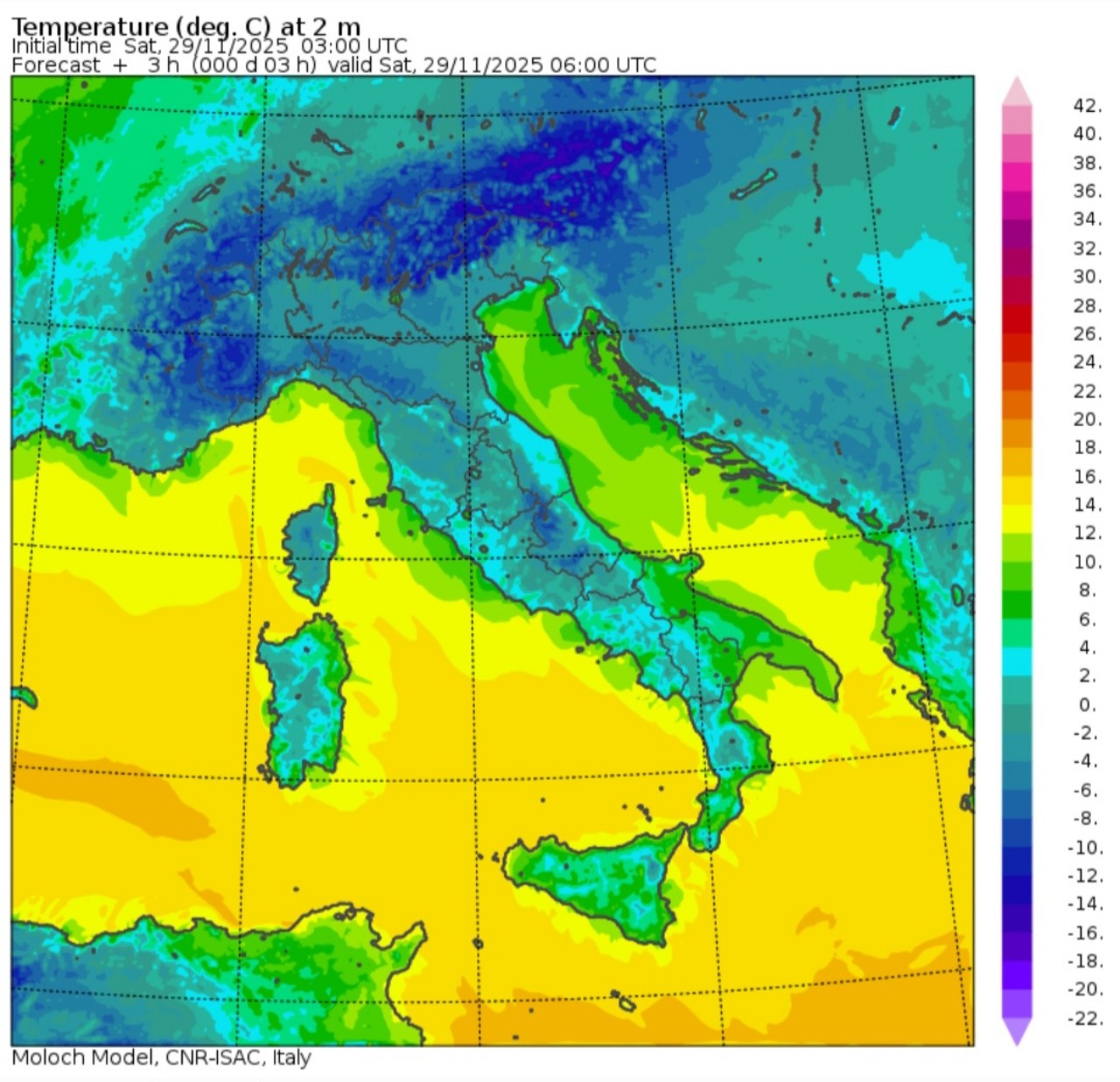 Temperature minime 29 novembre