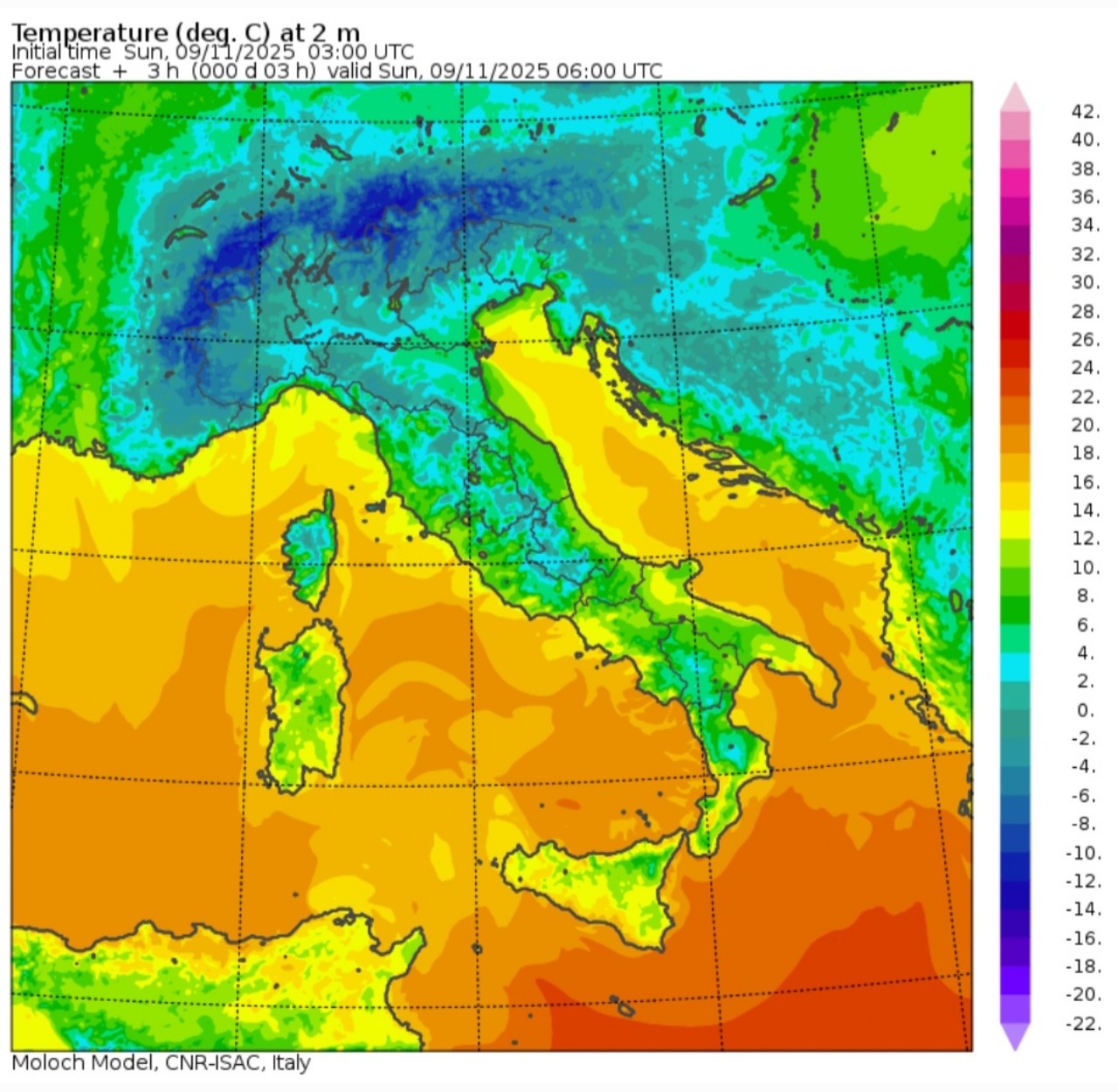 Temperature minime 9 novembre