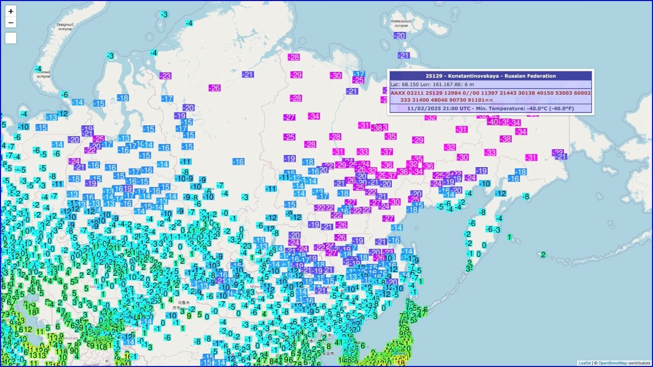 Temperature minime Siberia 