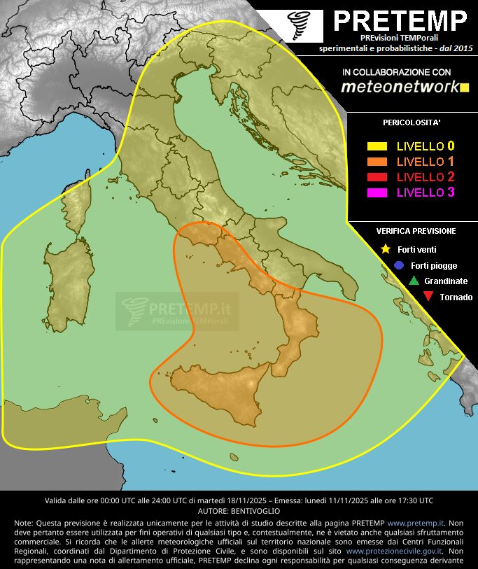 allerta meteo 18 novembre 2025