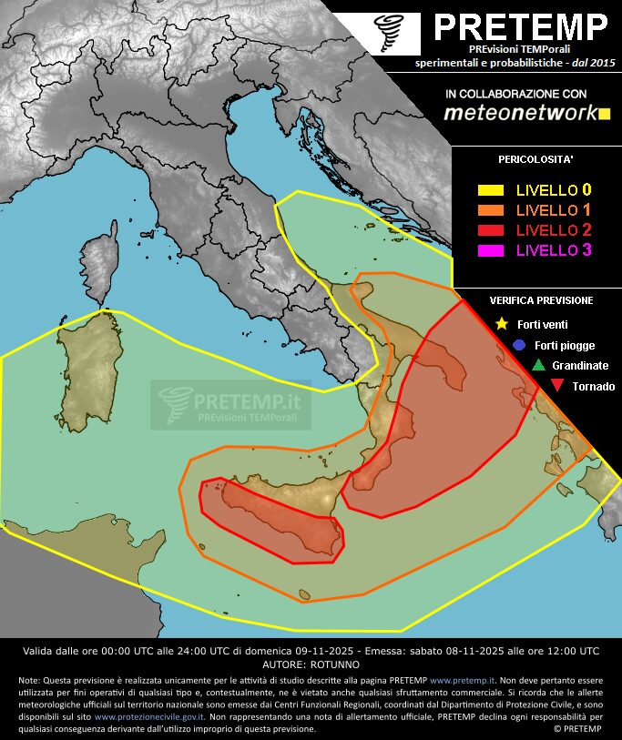 allerta meteo oggi 9 novembre