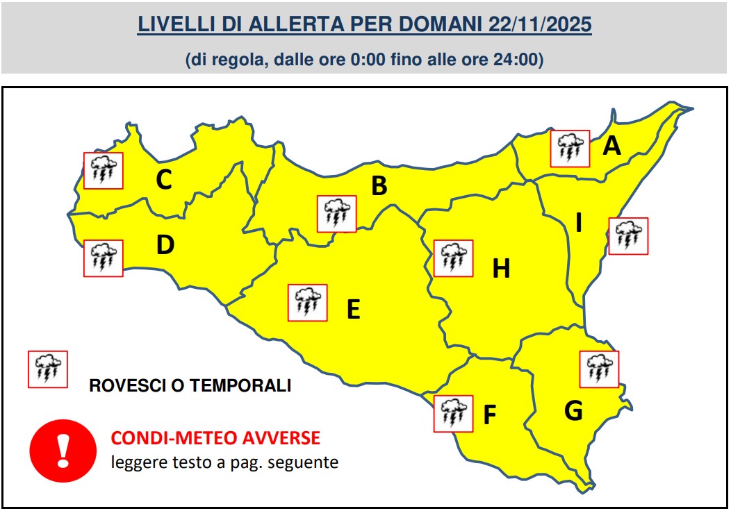 allerta meteo sicilia 22 novembre