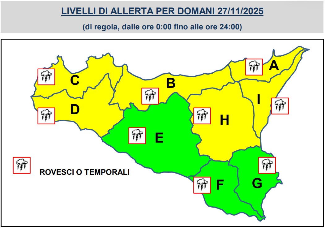 allerta meteo sicilia 27 novembre