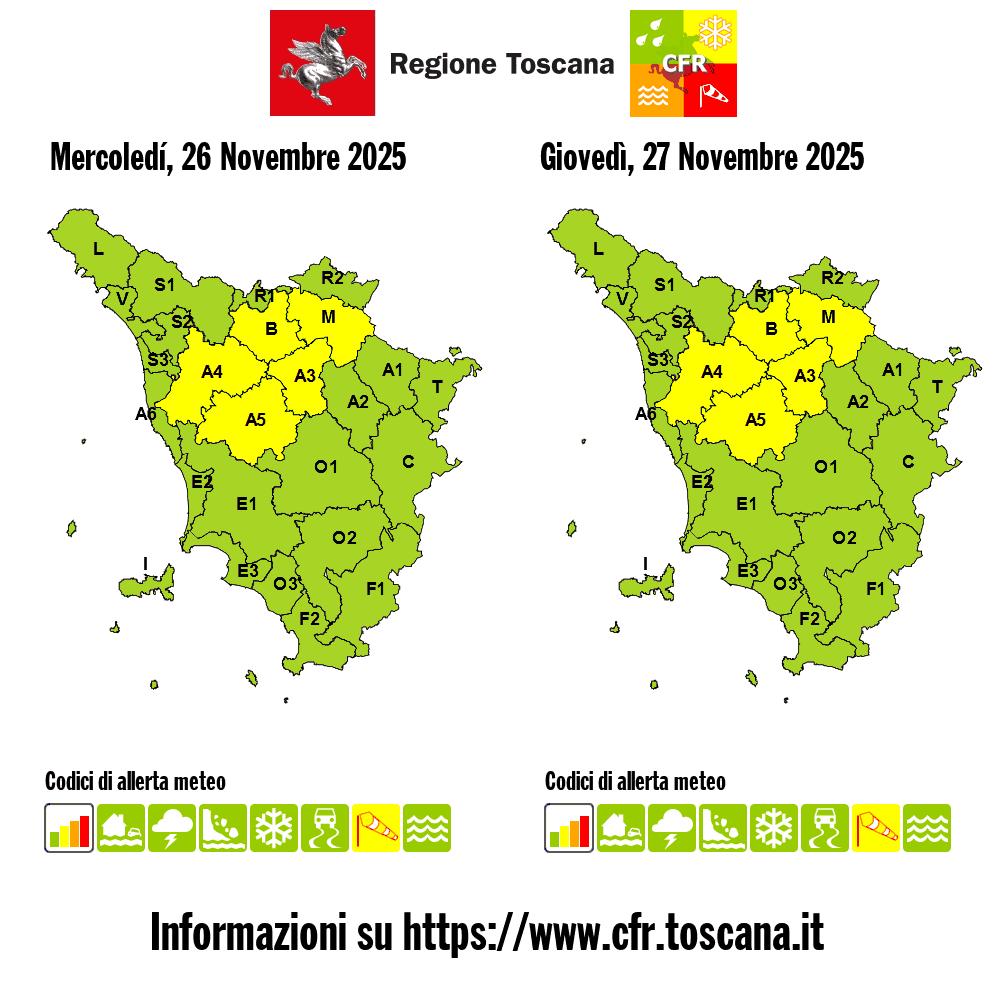 allerta meteo toscana 26-27 novembre