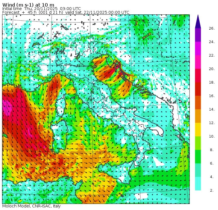 allerta meteo venti venerdì sera