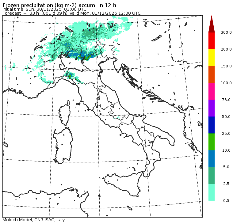 allerta neve lunedì 1 dicembre mattino
