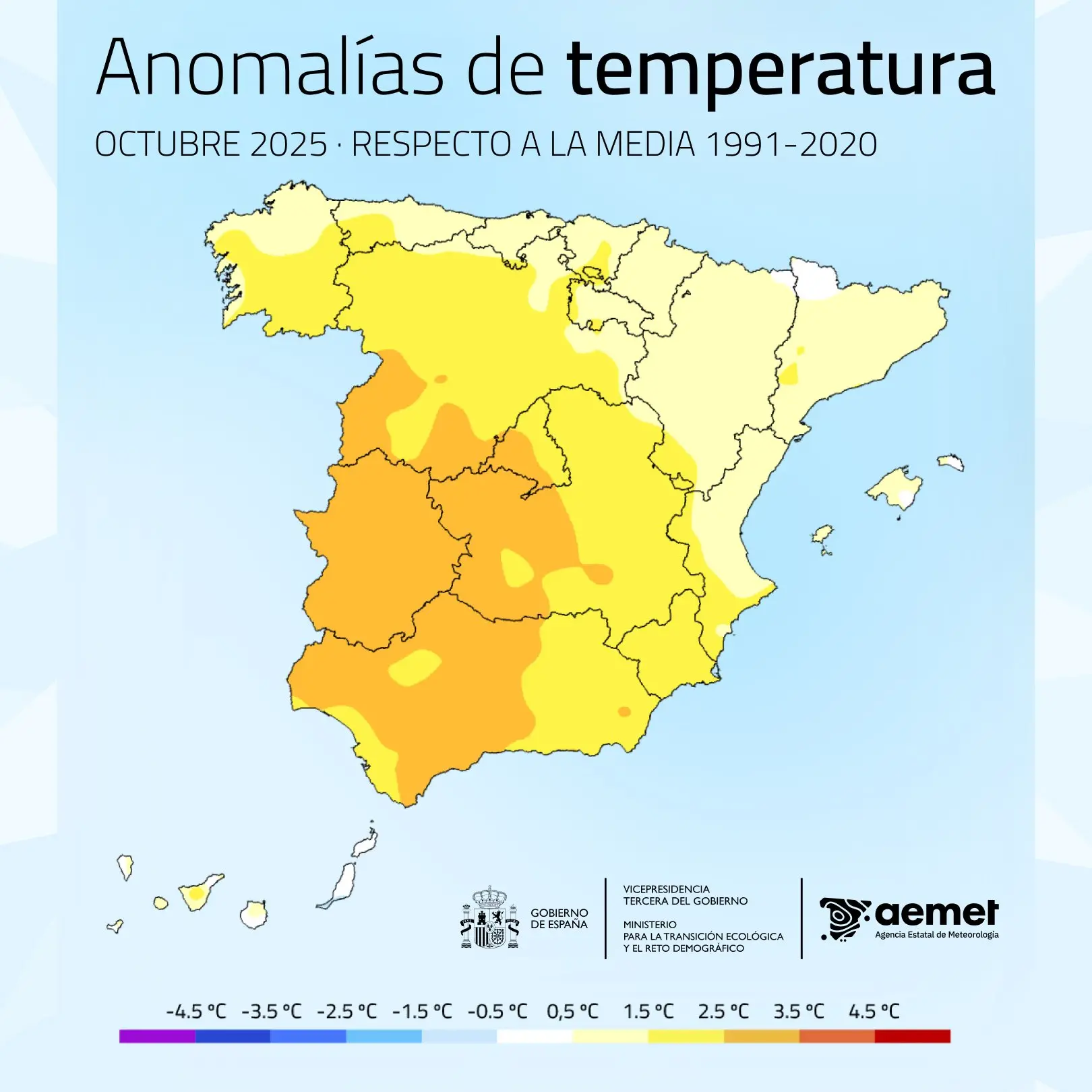 anomalia temperatura ottobre 2025 spagna
