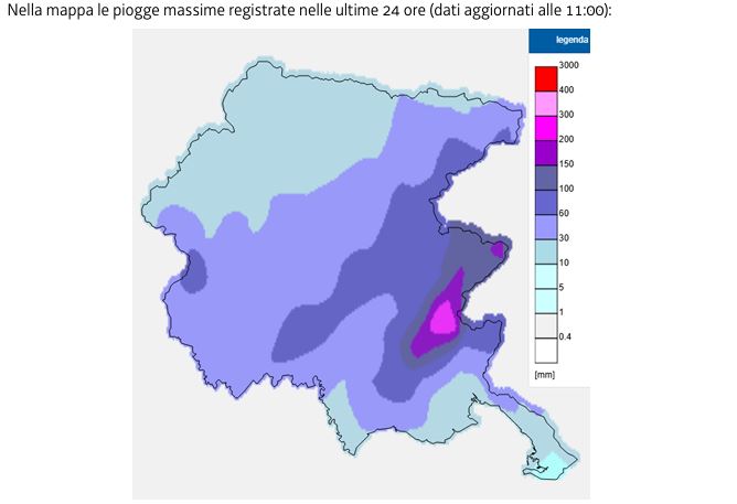 mappa precipitazioni fvg