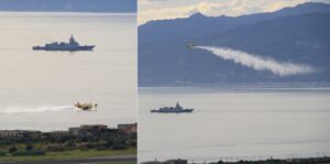 navi militari e canadair stretto di messina 8 novembre 2025