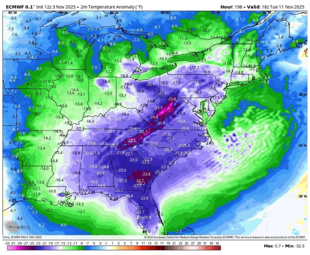 previsioni freddo USA