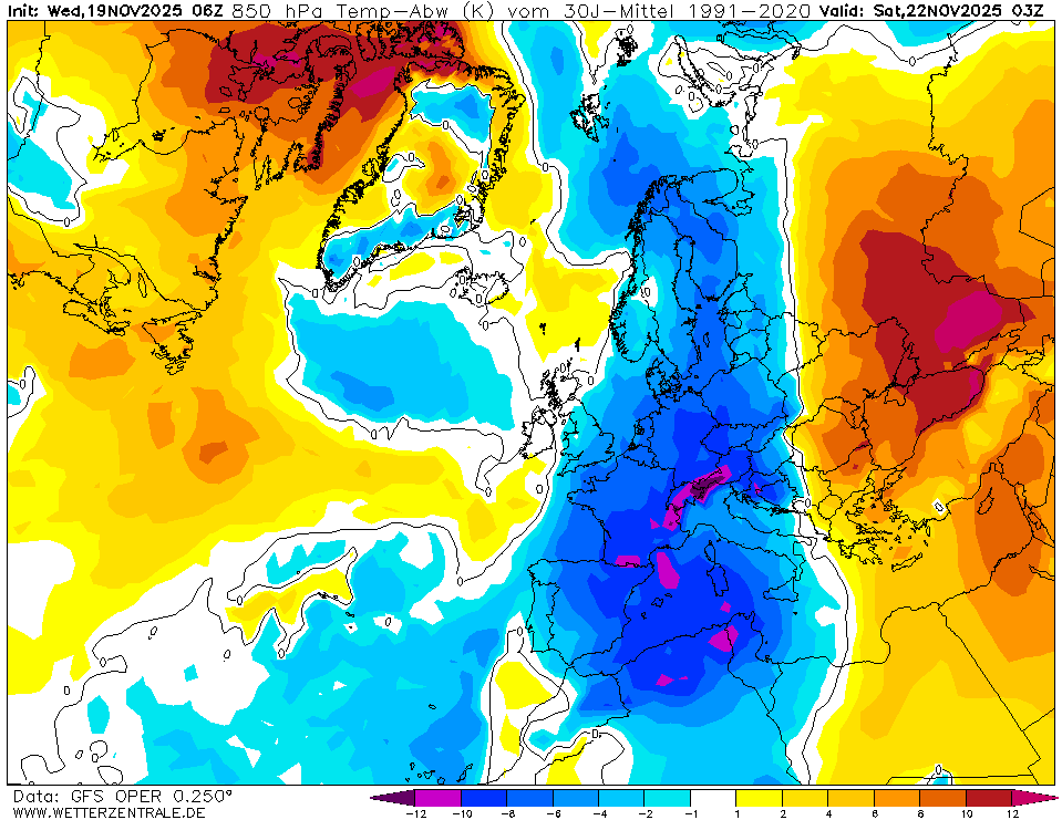 anomalie termiche sabato mattina