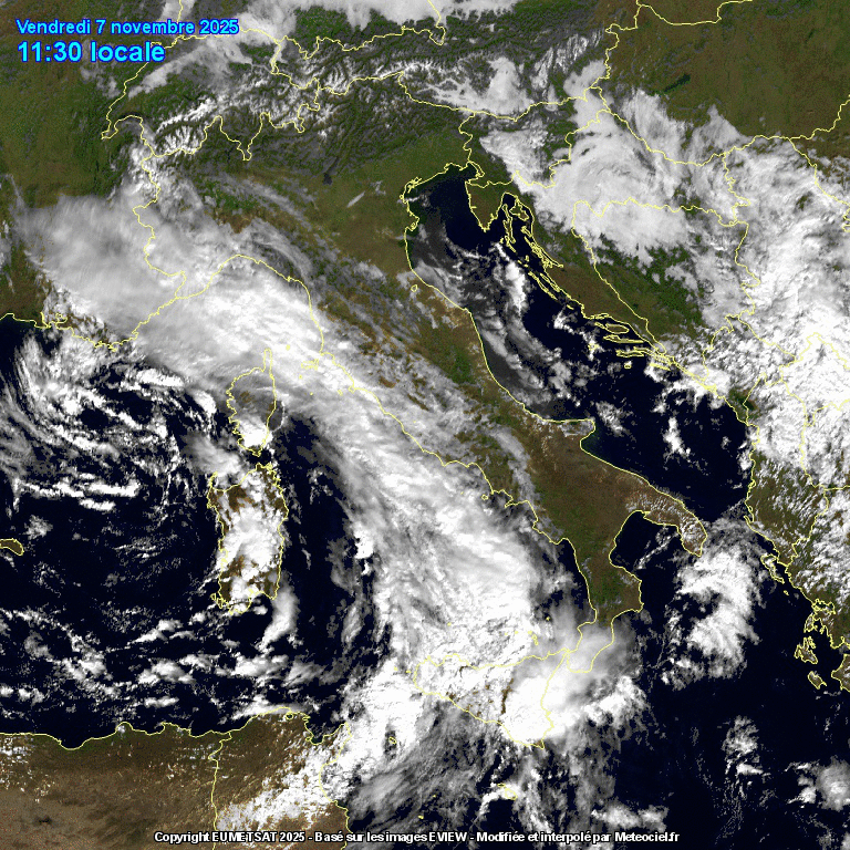 satellite animato italia 7 novembre 2025