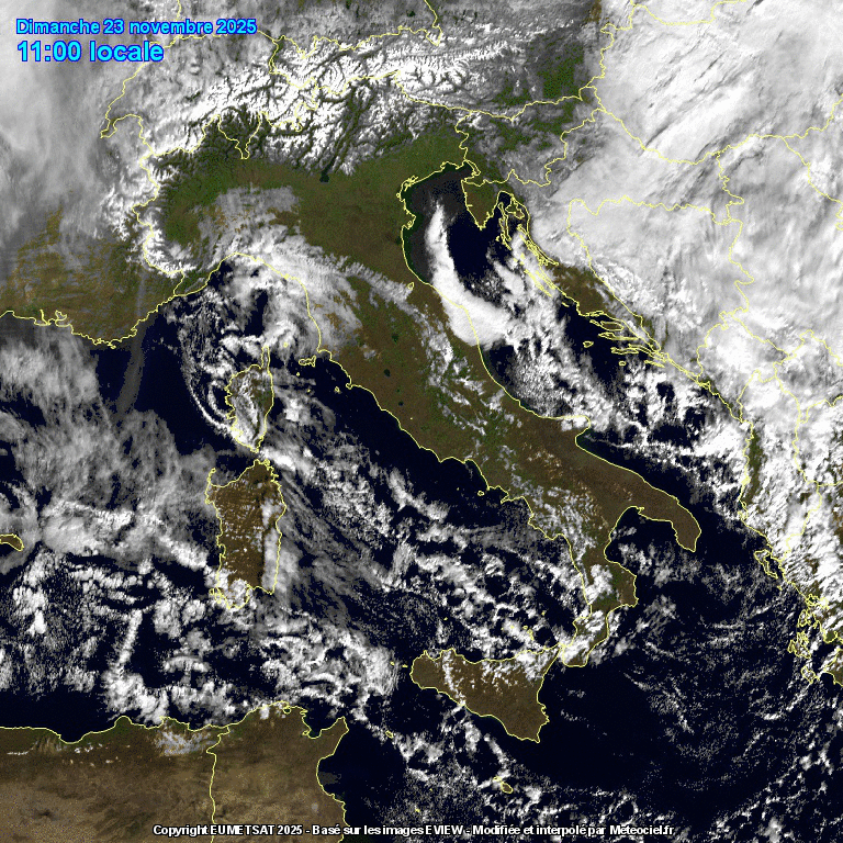 satellite meteo italia 23 novembre 2025