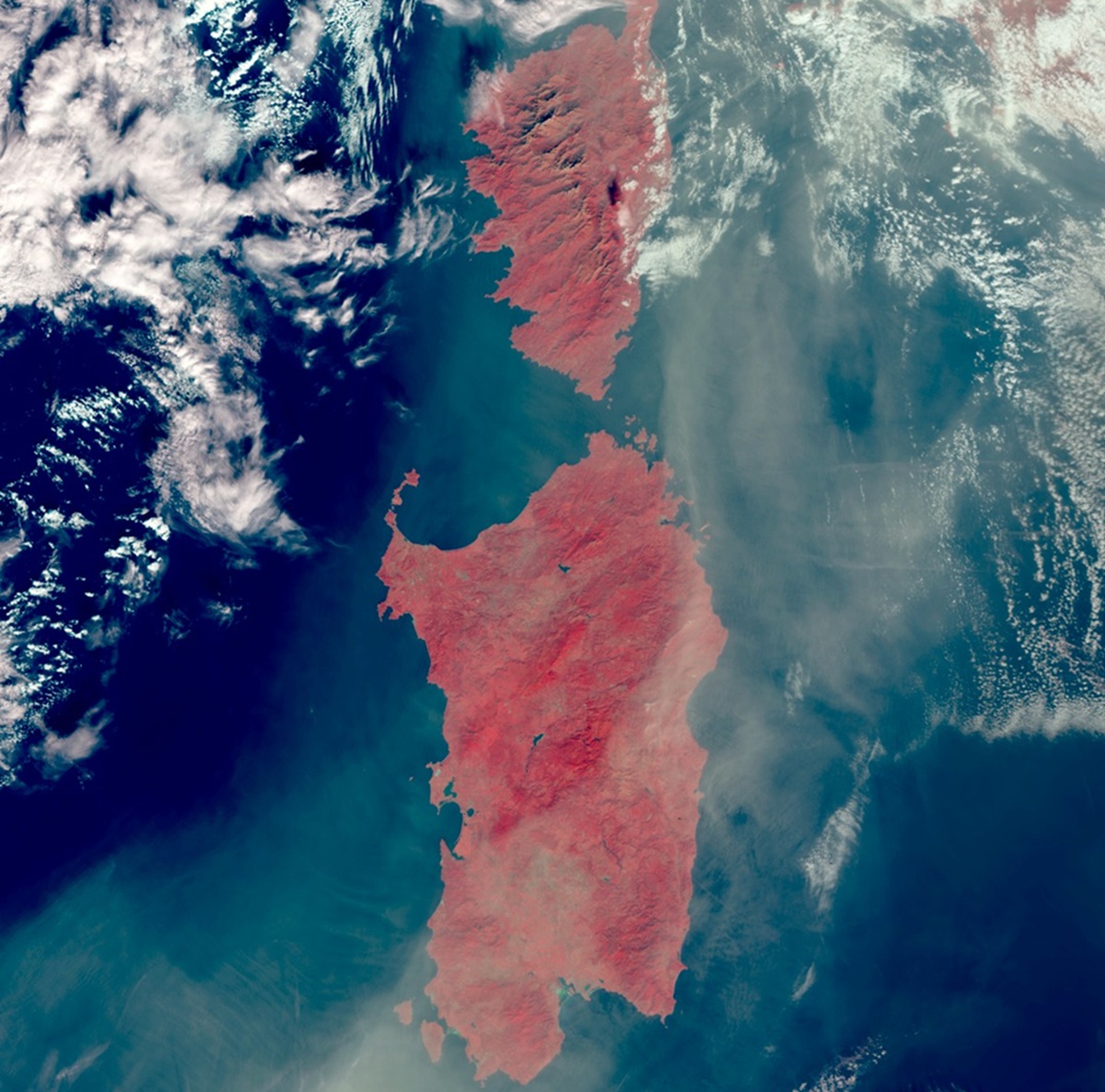 Meteo, così la tempesta di polvere dal Nord Africa ha inglobato Sardegna, Corsica e Tirreno
