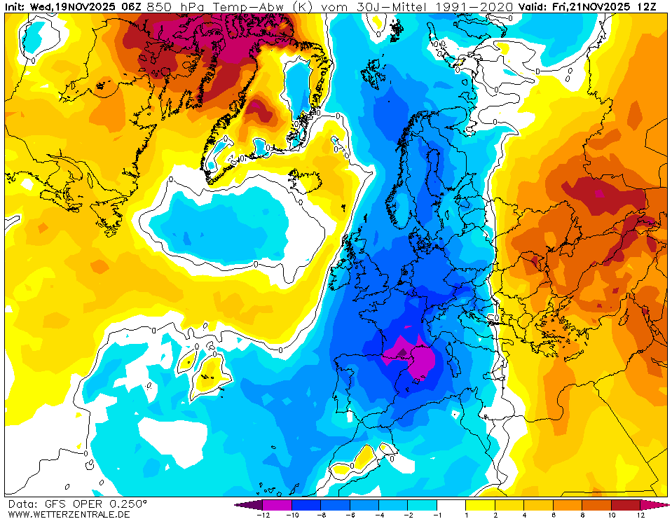 anomalie termiche venerdì mattina