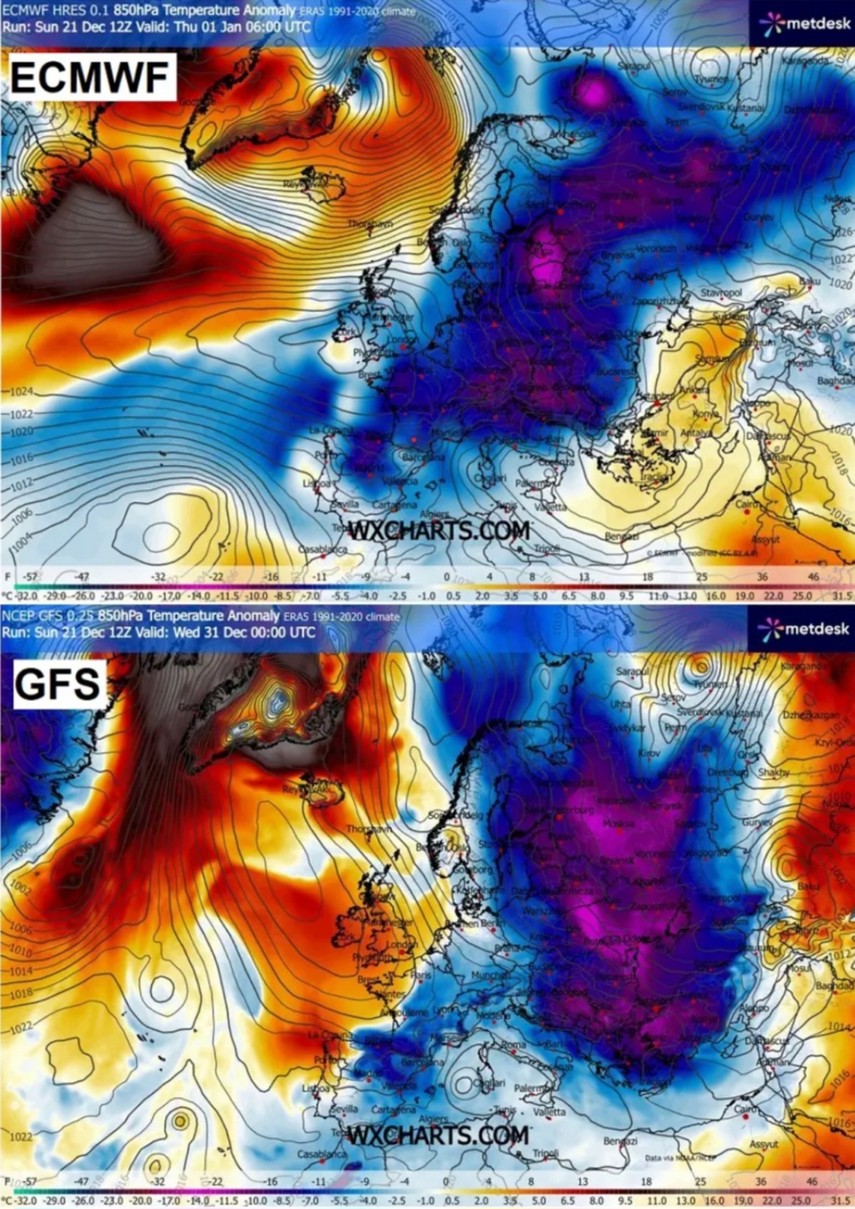 Gfs e ECMWF capodanno