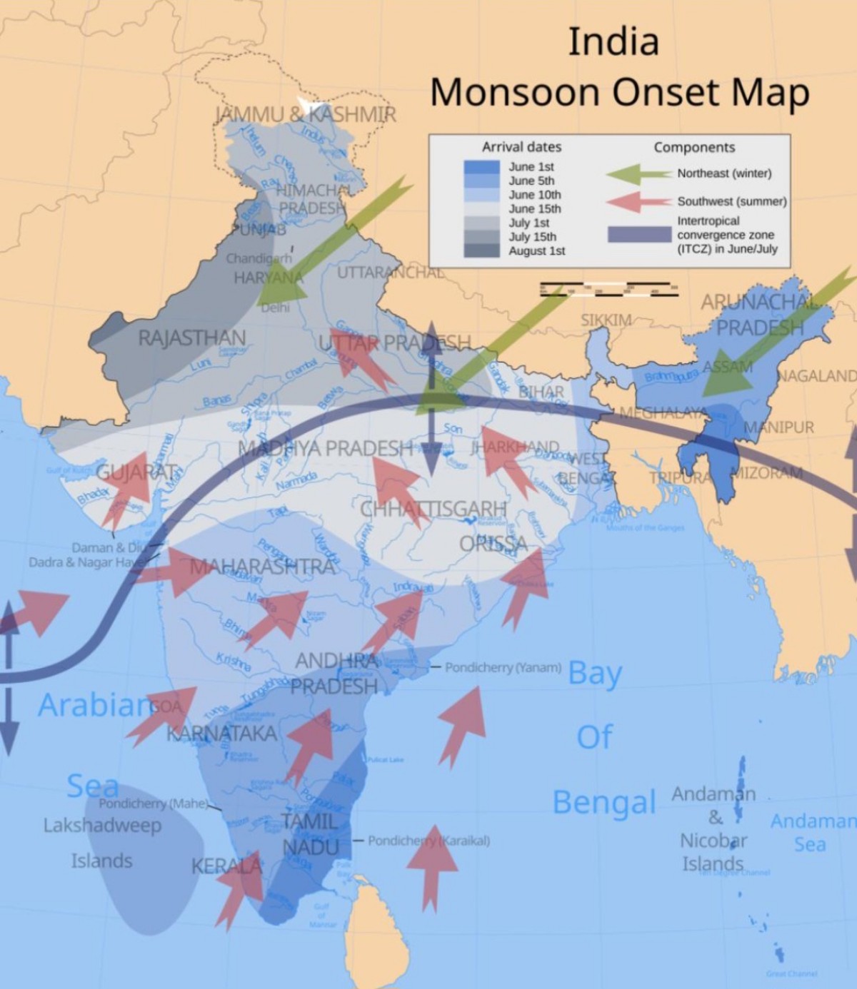 Mappa monsoni India 
