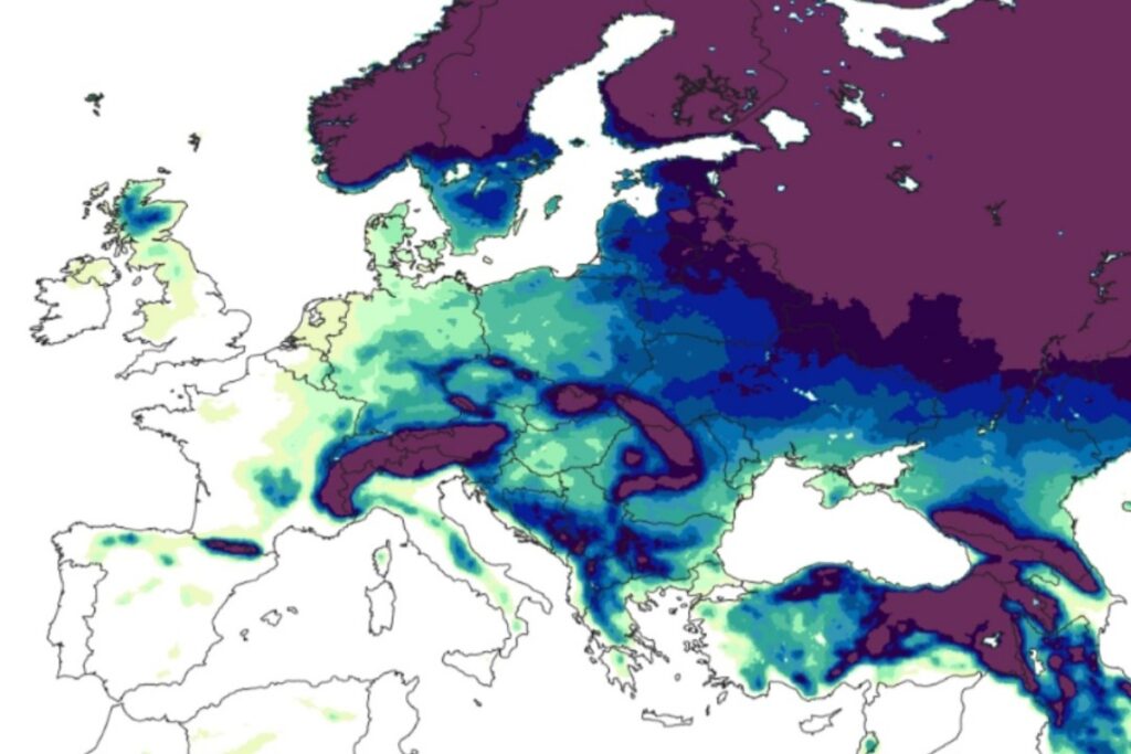 Probabilità bianco Natale Europa