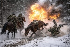 Soldati russi cavallo droni