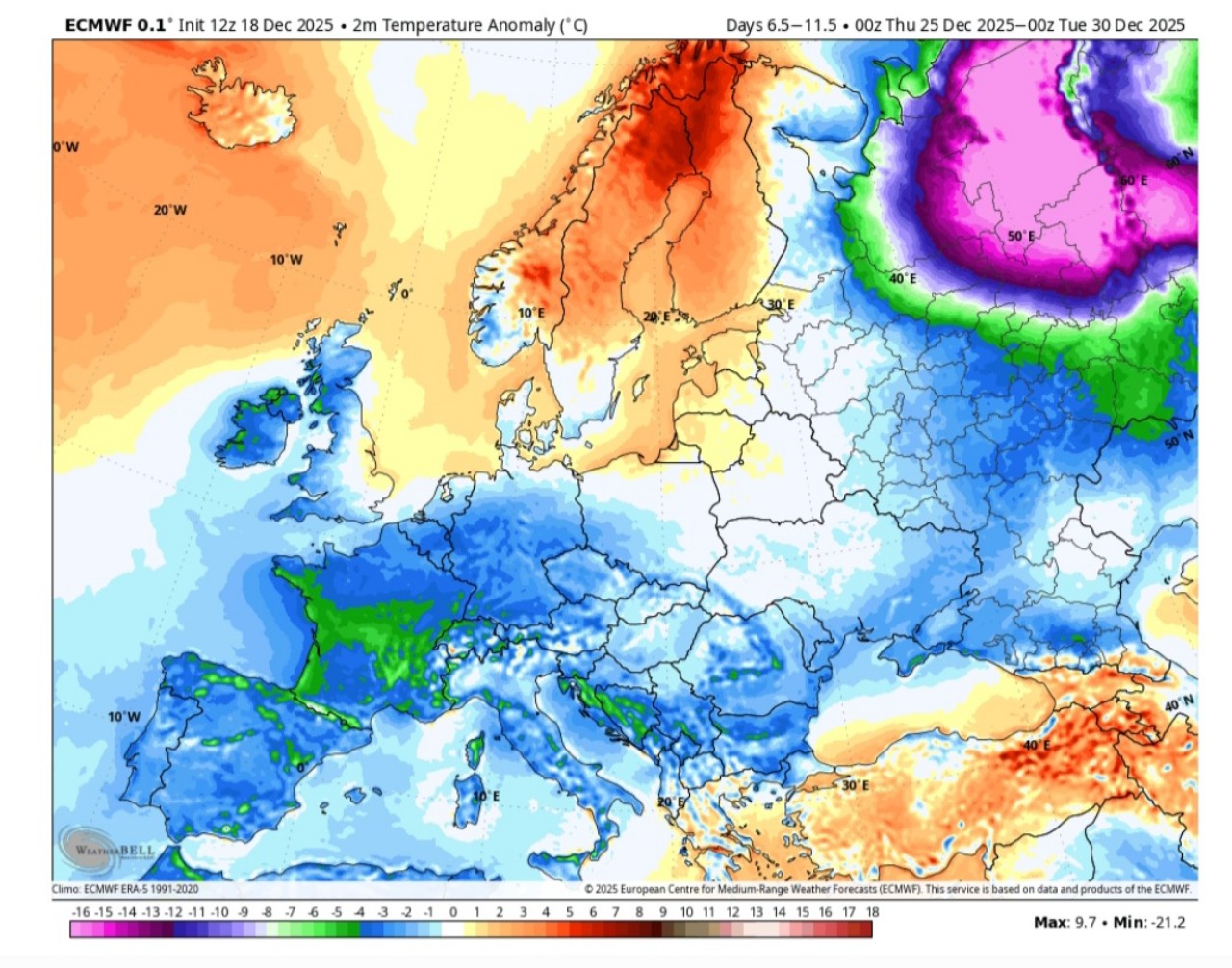 Temperature 30 dicembre Europa 