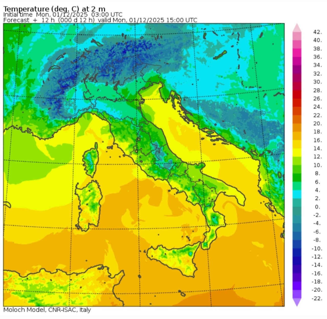 Temperature massime 1 dicembre