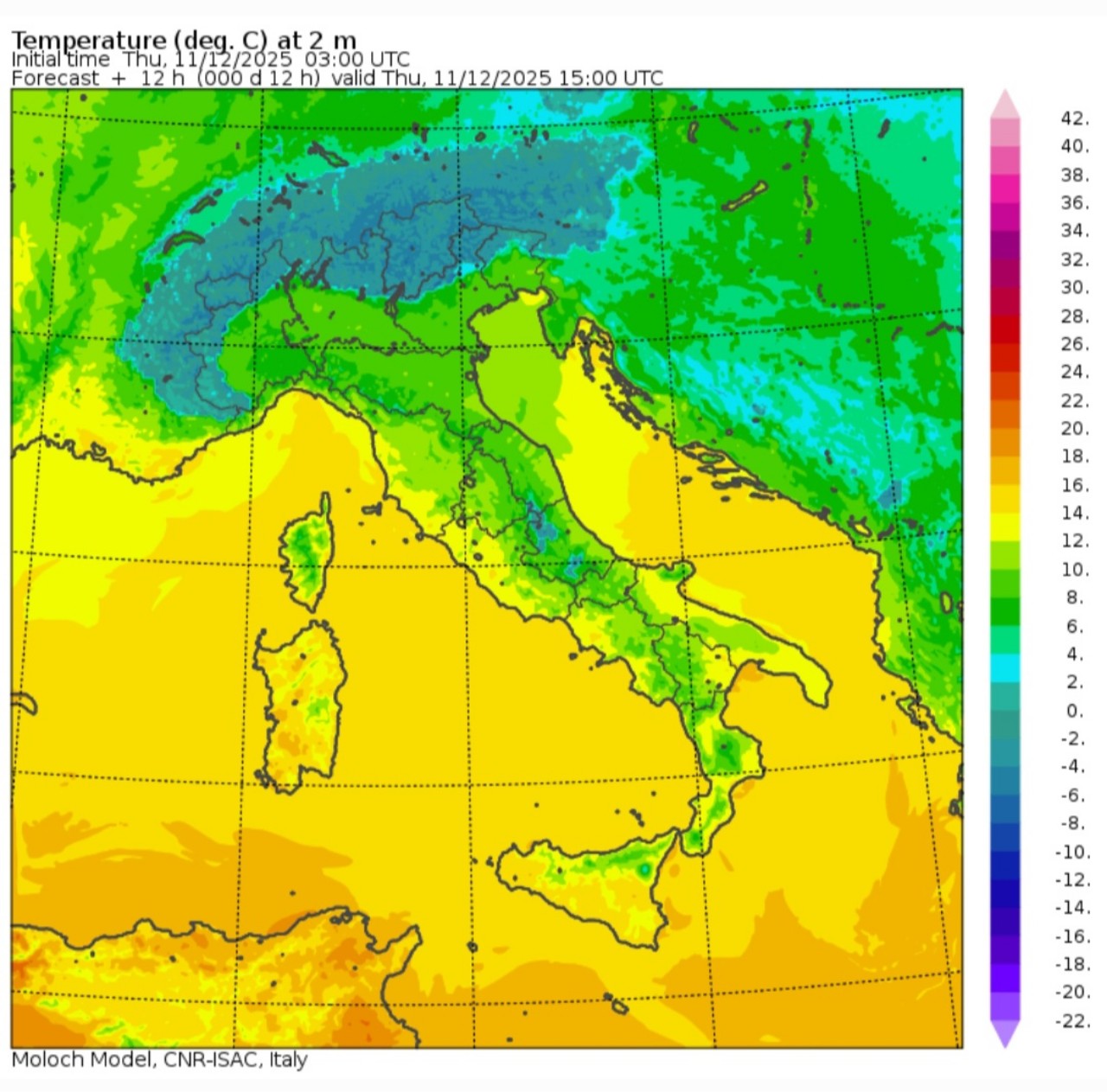 Temperature massime 11 dicembre