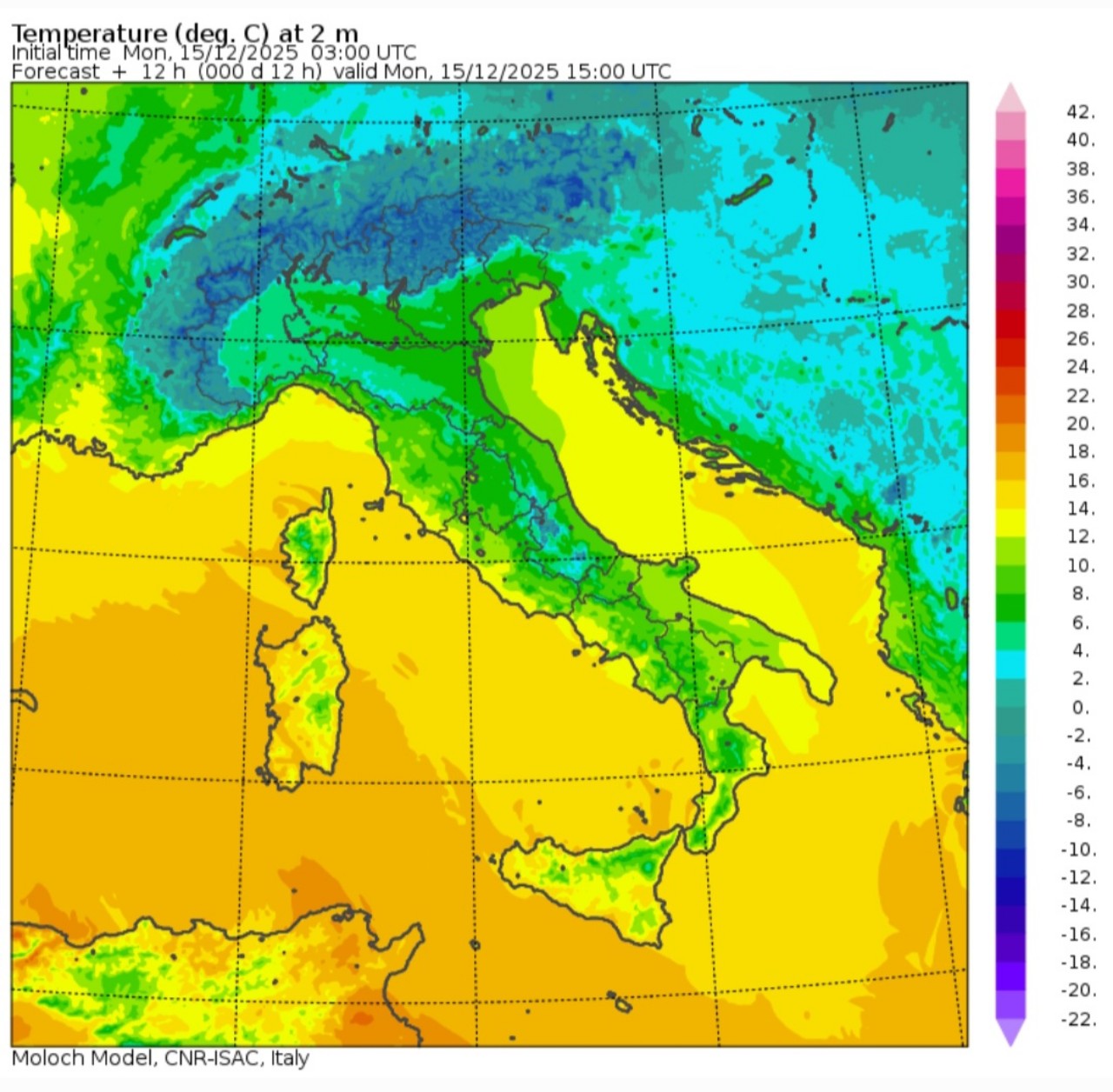 Temperature massime 15 dicembre