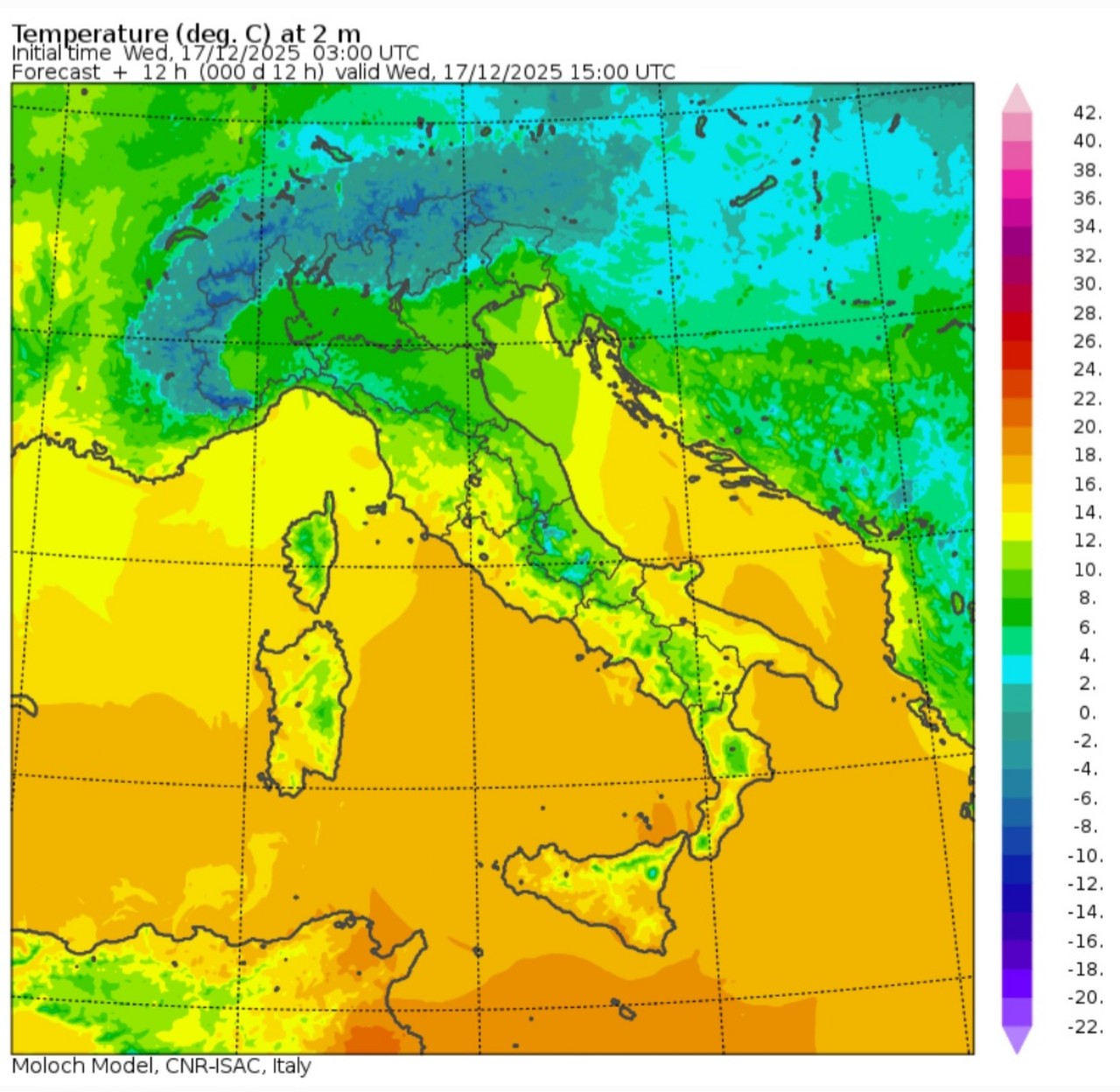 Temperature massime 17 dicembre