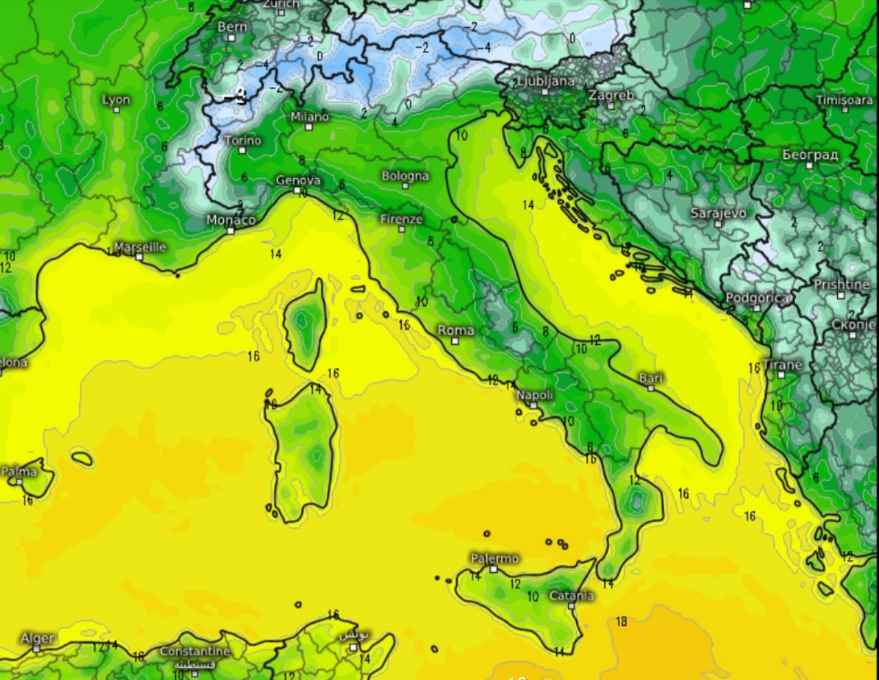Temperature massime 20 dicembre 