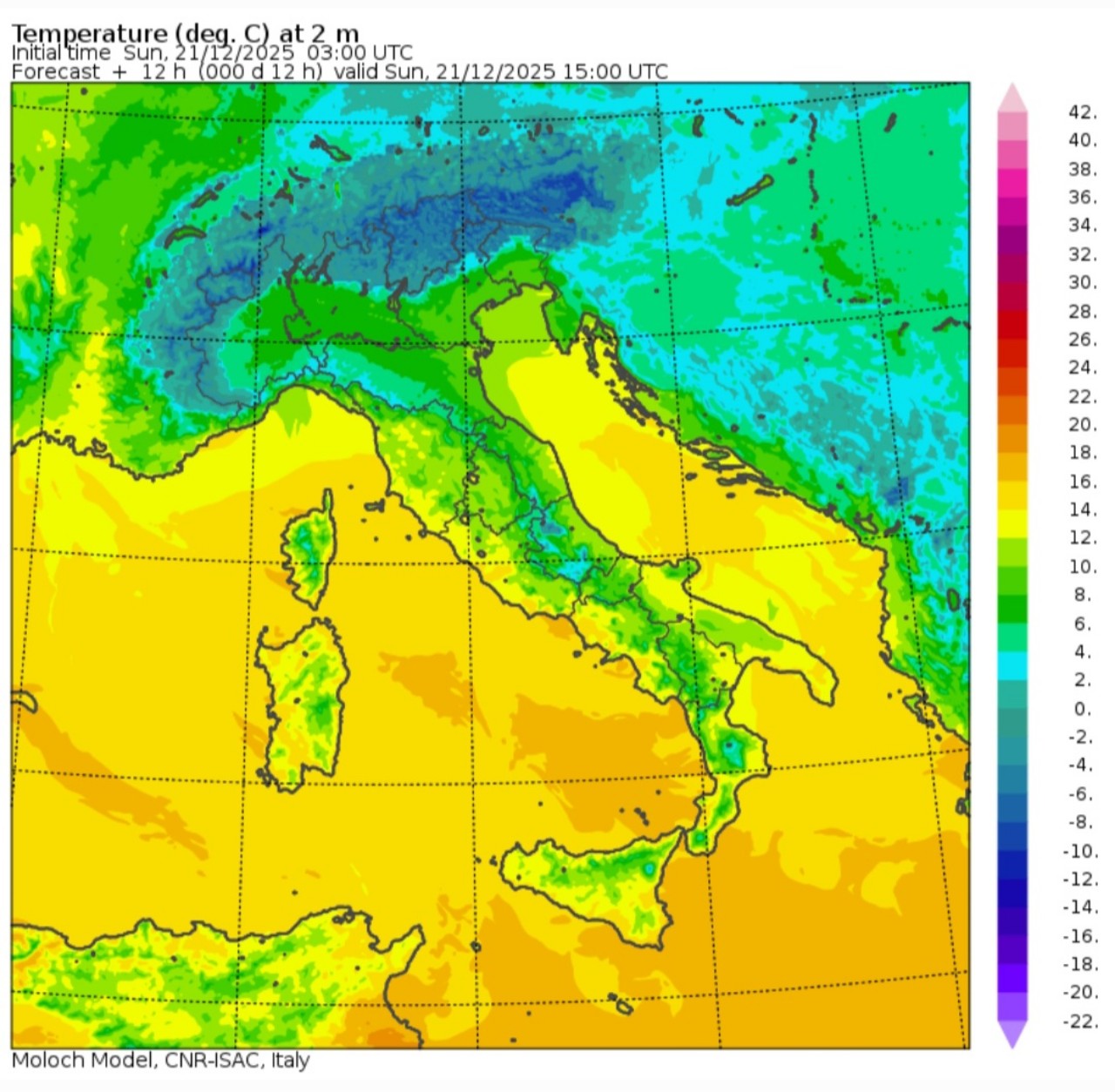 Temperature massime 21 dicembre