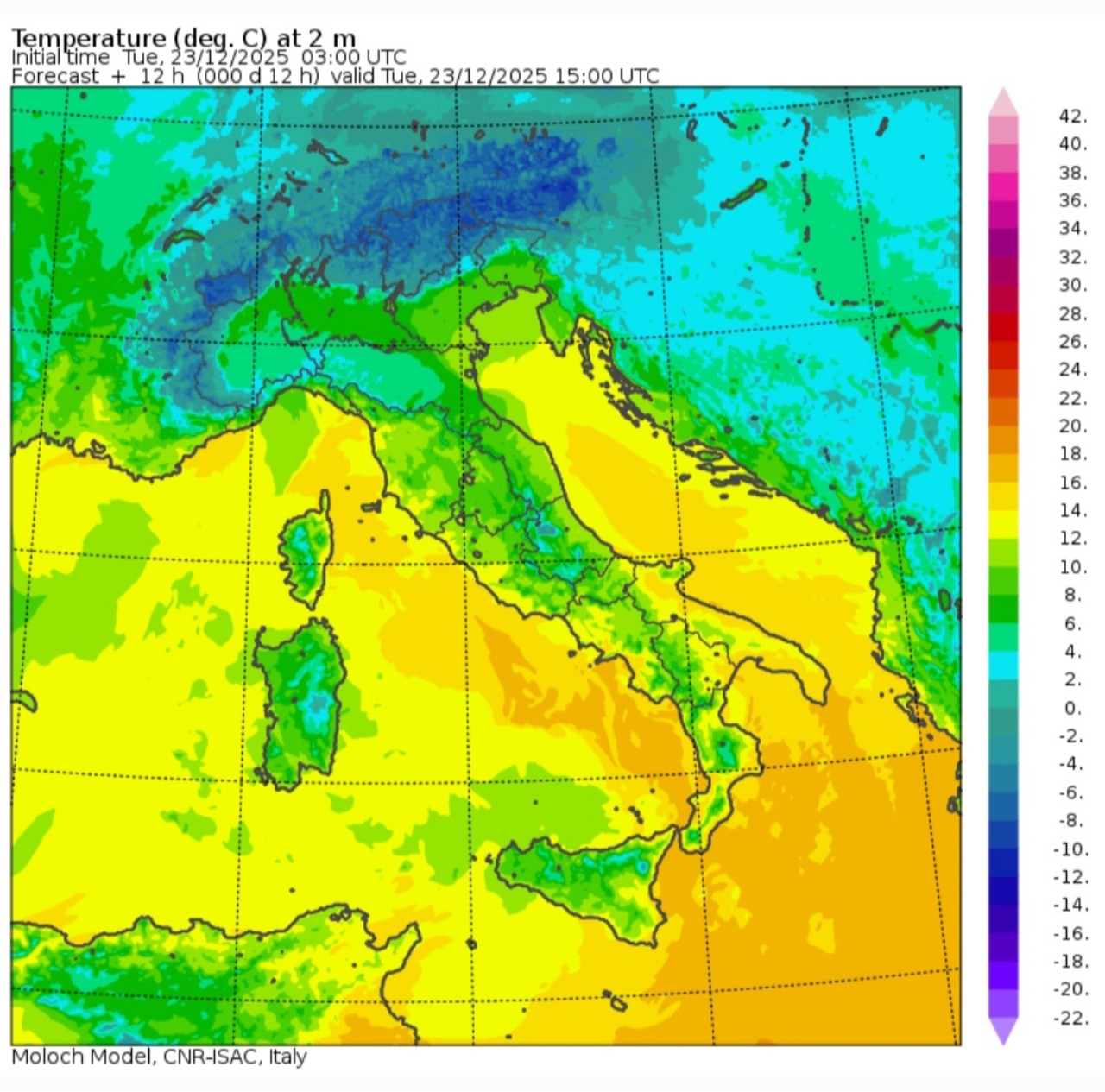 Temperature massime 23 dicembre