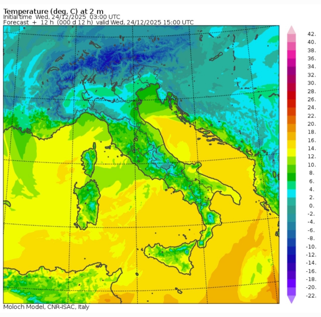 Temperature massime 24 dicembre