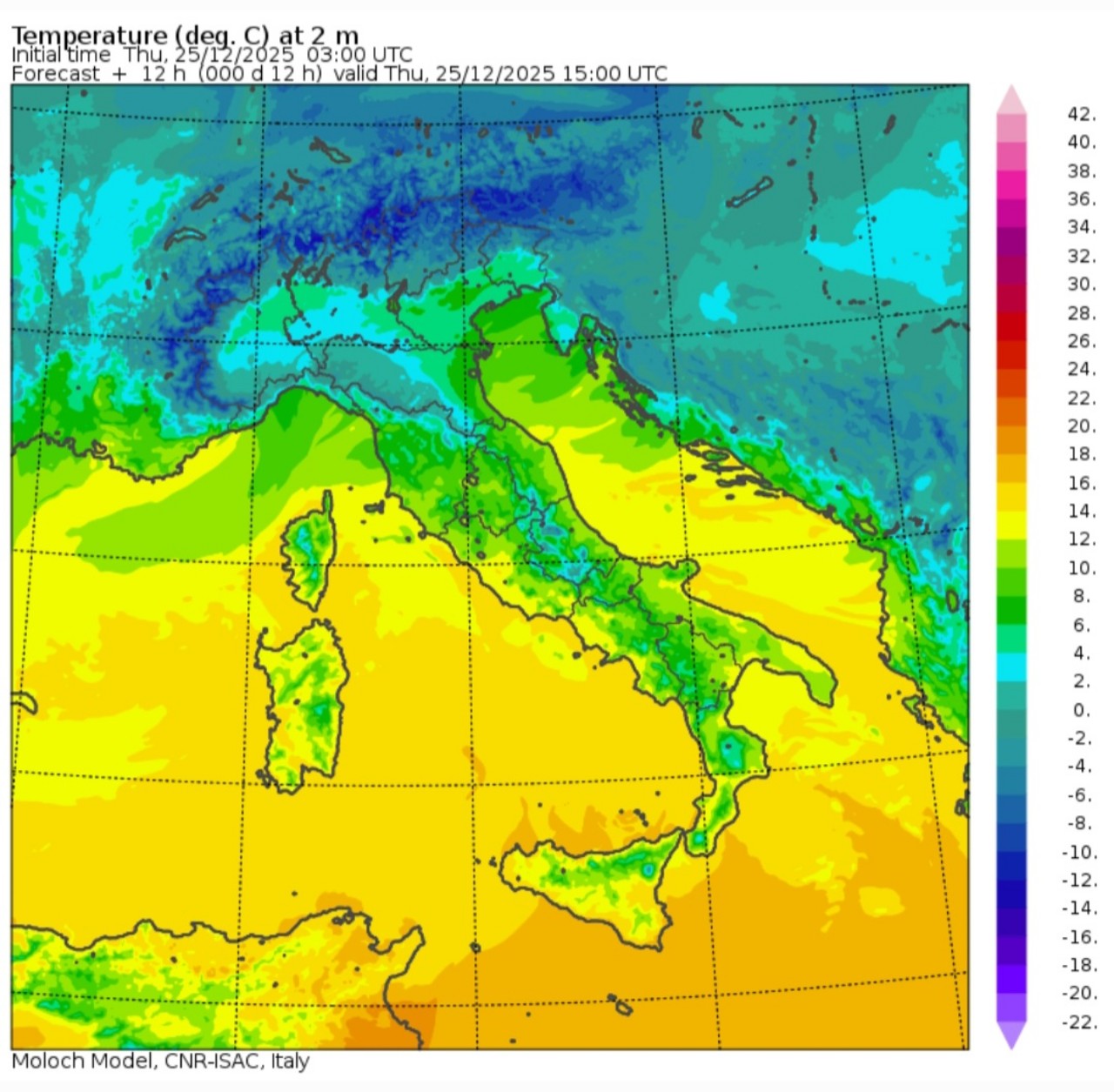 Temperature massime 25 dicembre