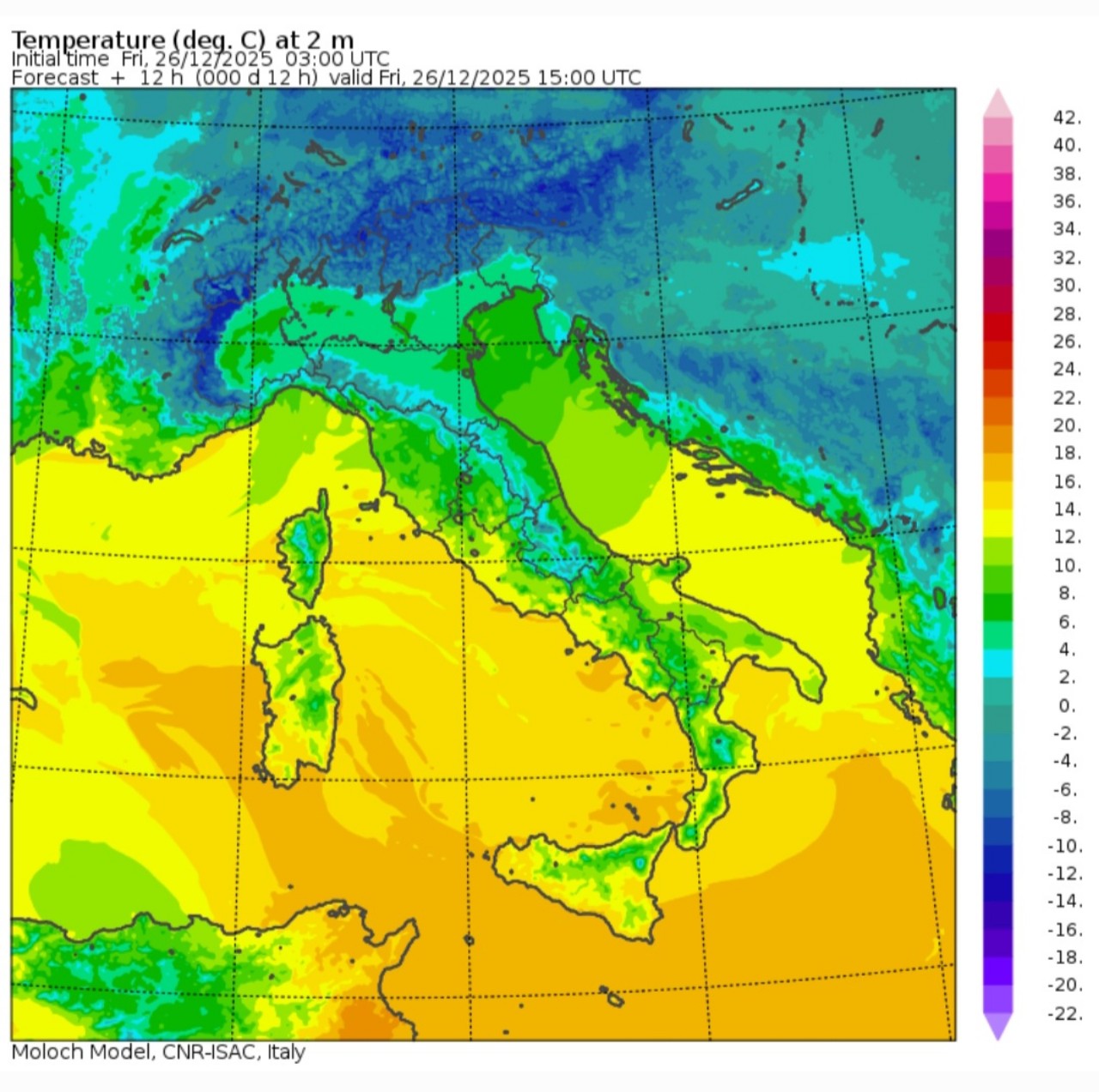 Temperature massime 26 dicembre
