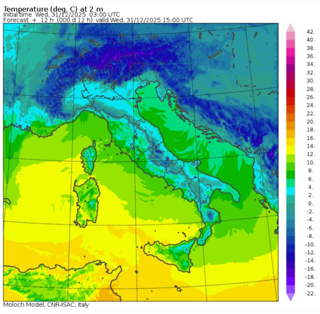 Temperature massime 31 dicembre 