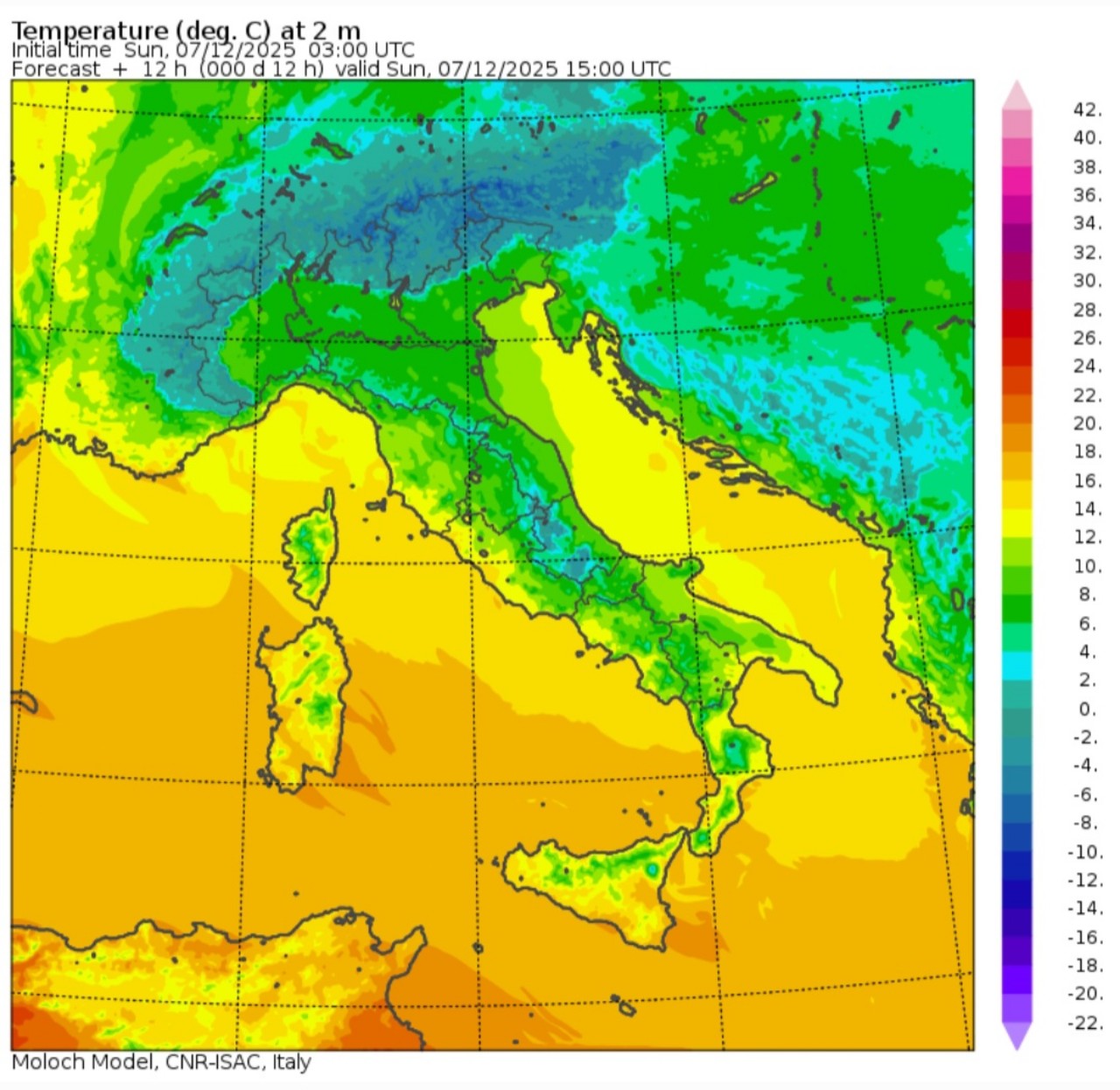 Temperature massime 7 dicembre