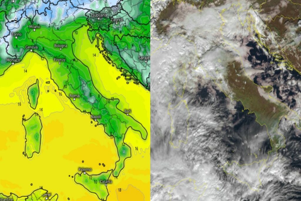Temperature massime e satellite 19 dicembre