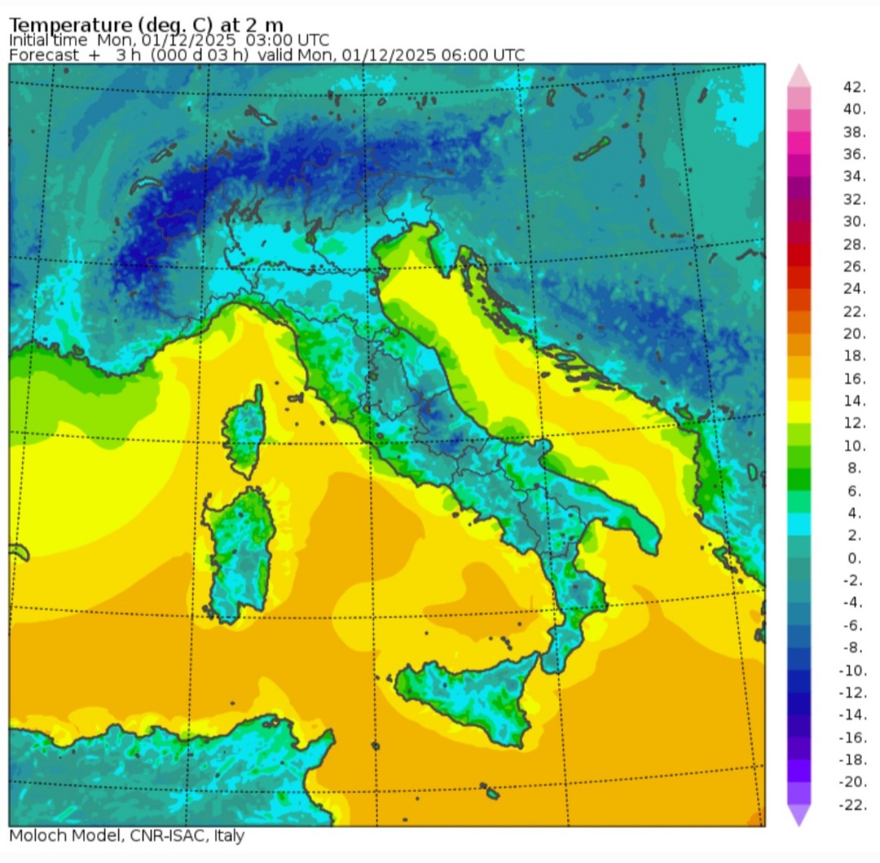 Temperature minime 1° dicembre