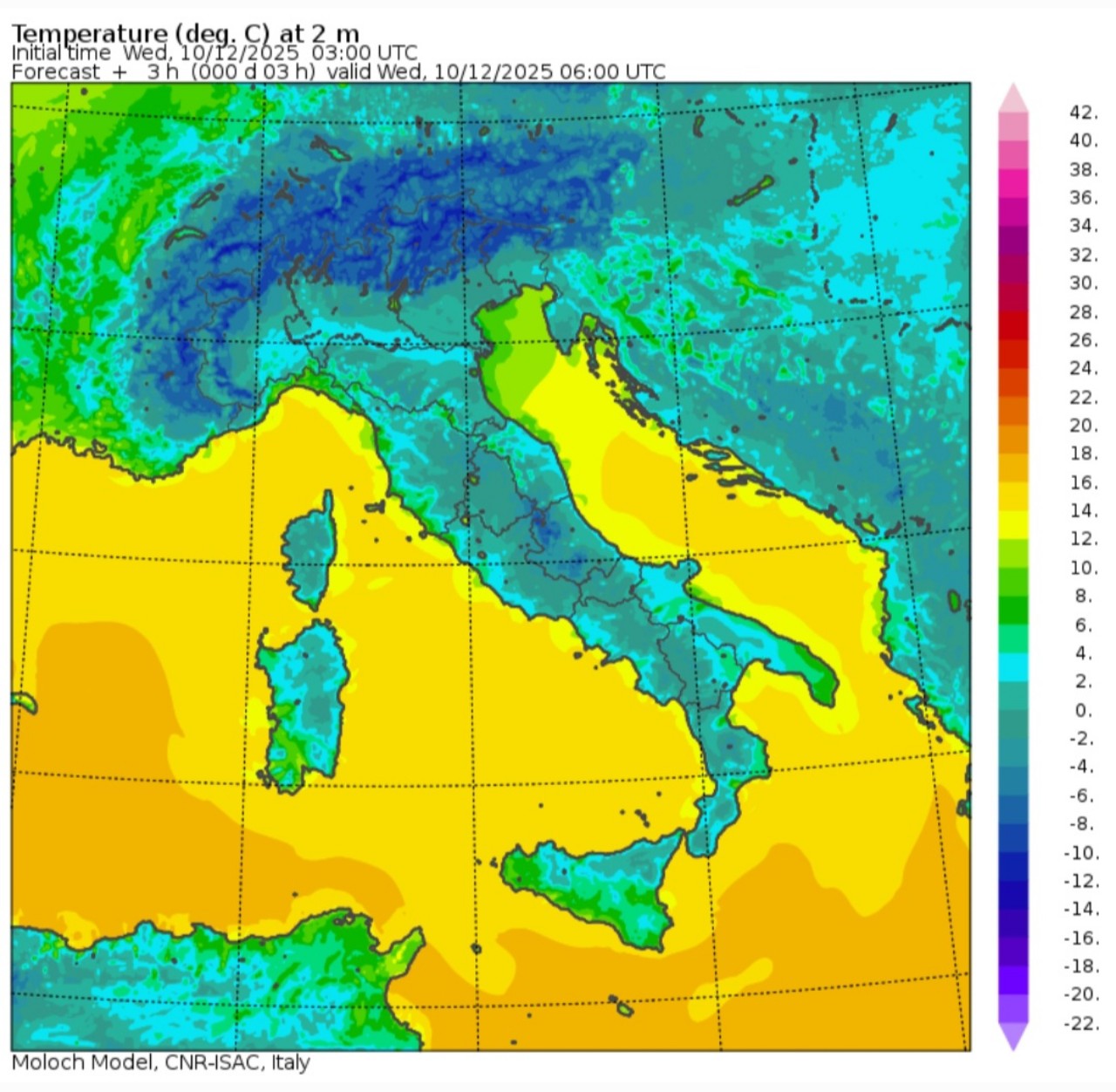 Temperature minime 10 dicembre