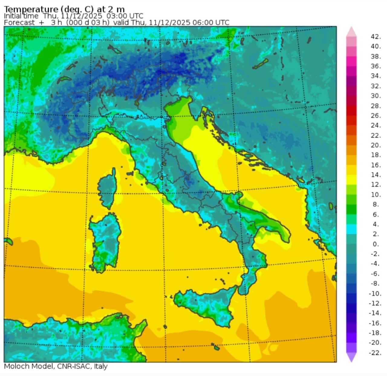 Temperature minime 11 dicembre