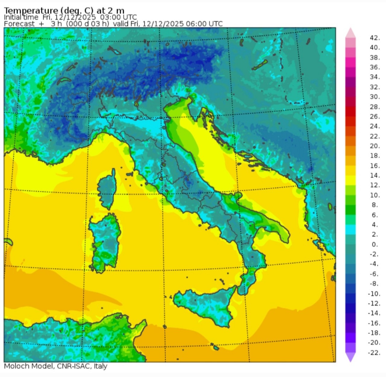 Temperature minime 12 dicembre