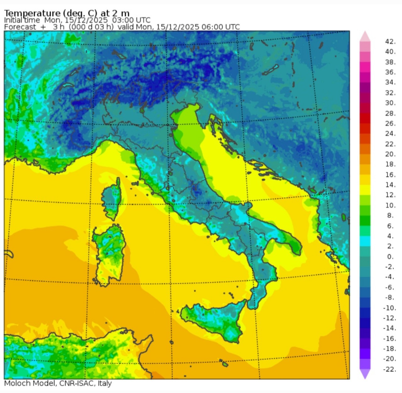 Temperature minime 15 dicembre 