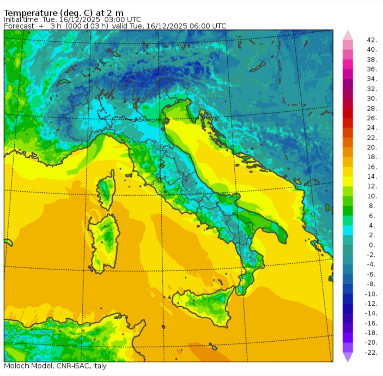 Temperature minime 16 dicembre