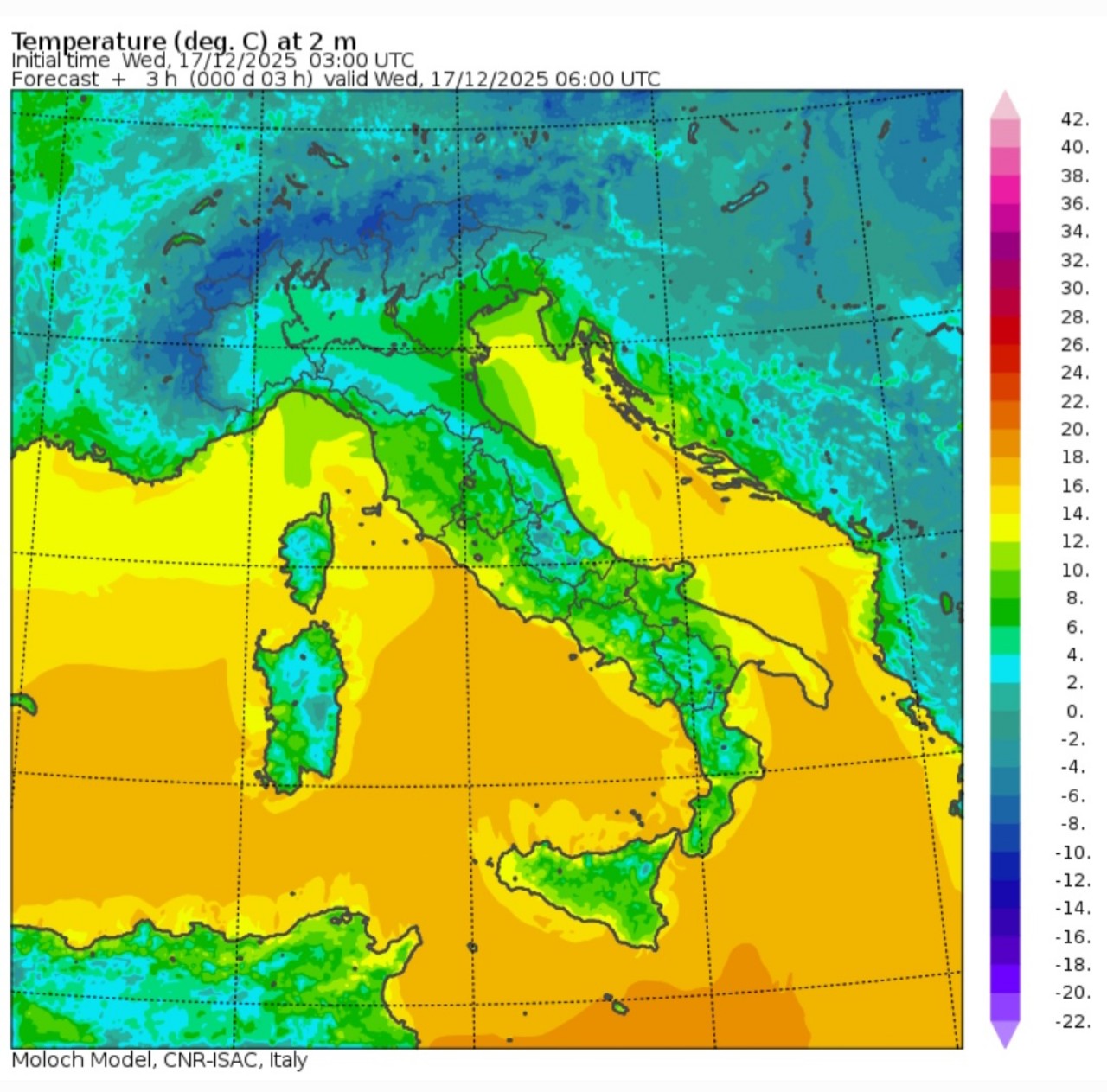 Temperature minime 17 dicembre 