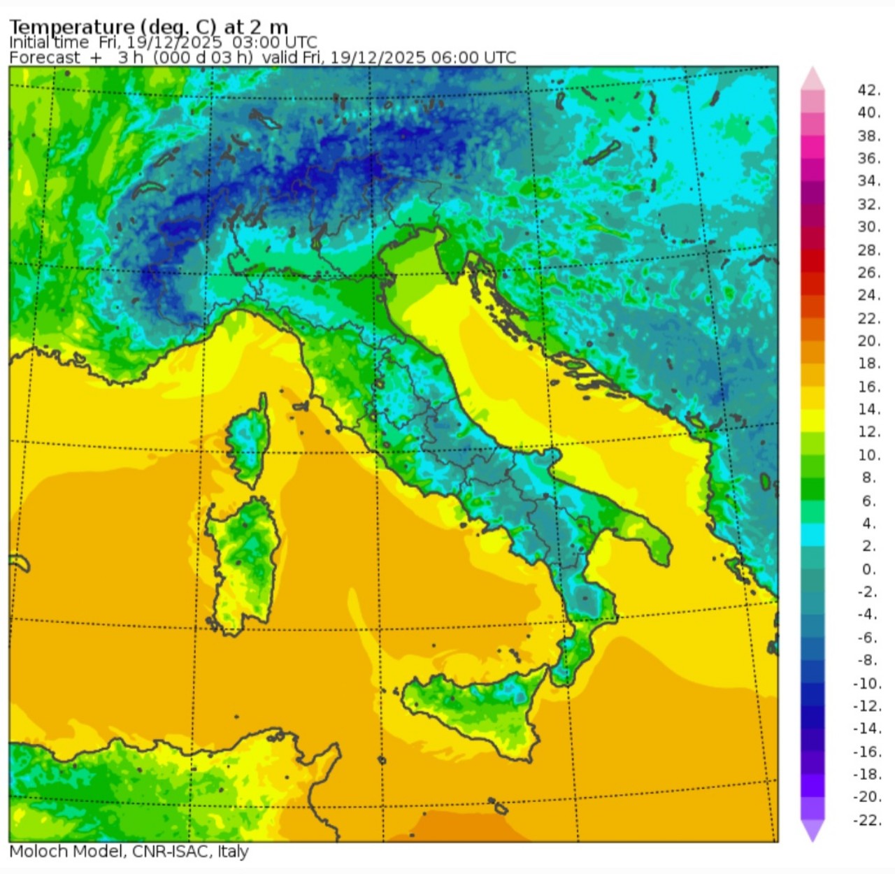 Temperature minime 19 dicembre