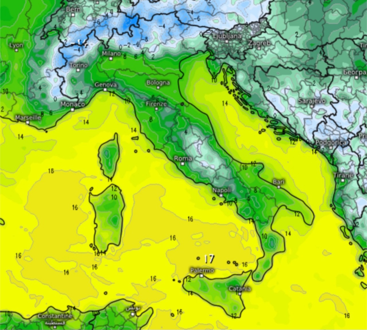 Temperature minime 20 dicembre